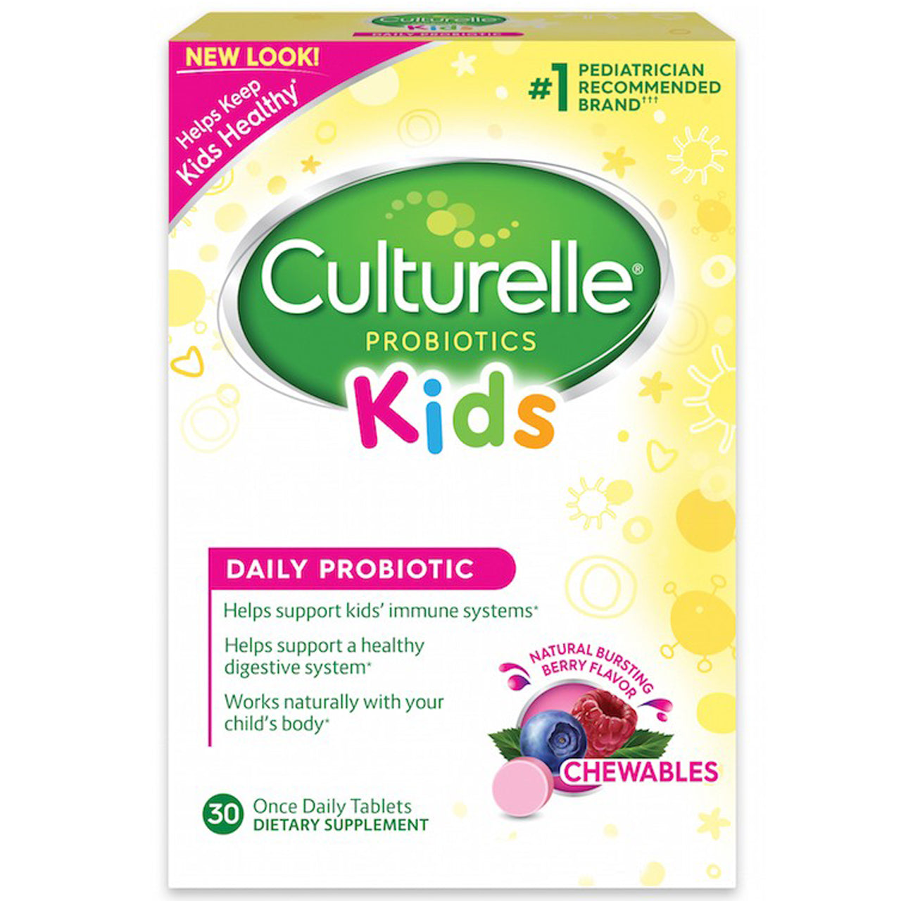 Kid's Culturelle Probiotic Bursting Berry Chewable Tablets - 30ct