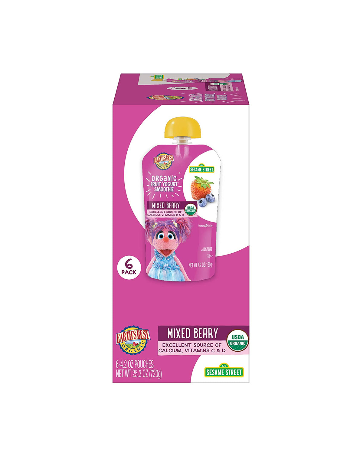 Earth's Best Organic Kids Snacks Organic Fruit Yogurt Smoothie Mixed Berry - 12 Pack