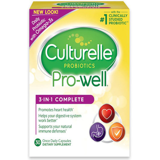 Culturelle Pro-Well 3-in-1 Probiotic Complete Formula Dietary Supplement Capsules - 30ct