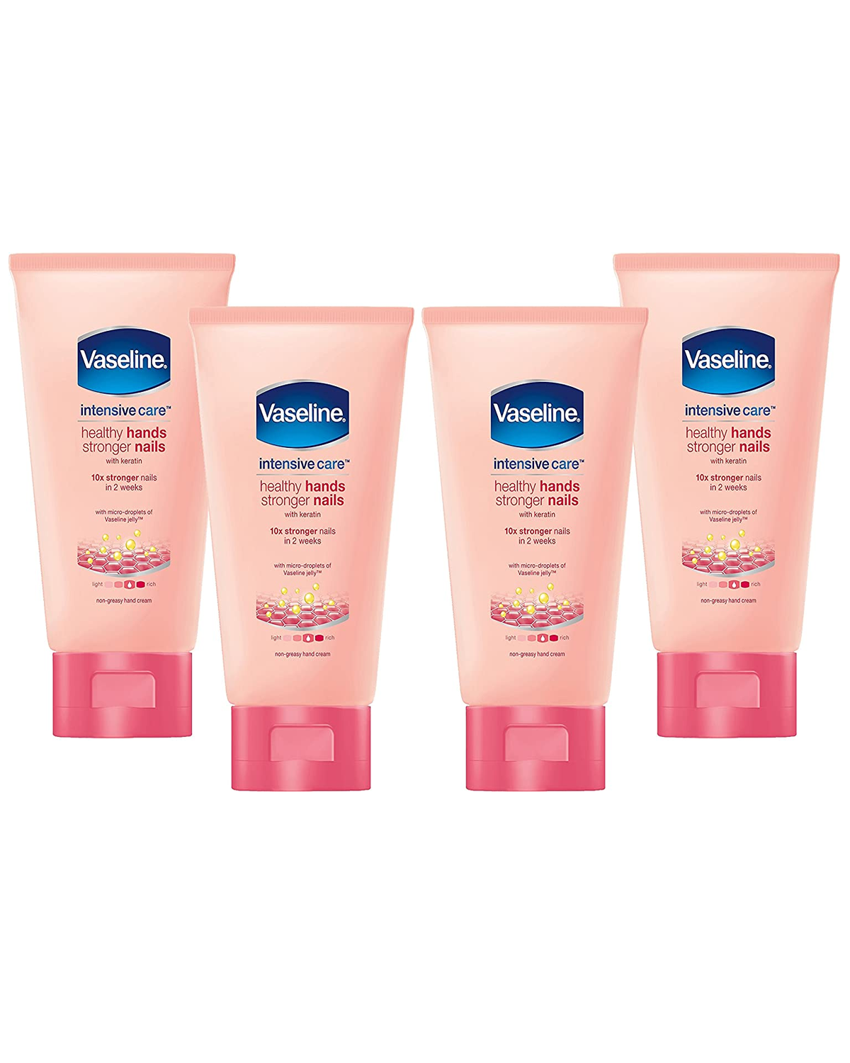 Vaseline Intensive Care Healthy Hand & Nail Conditioning Hand Cream, with Keratin, 2.5 Ounce (Pack of 4)